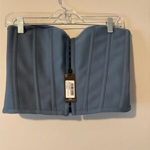 PLT Slate Blue Strapless Corset Top with Front Zipper